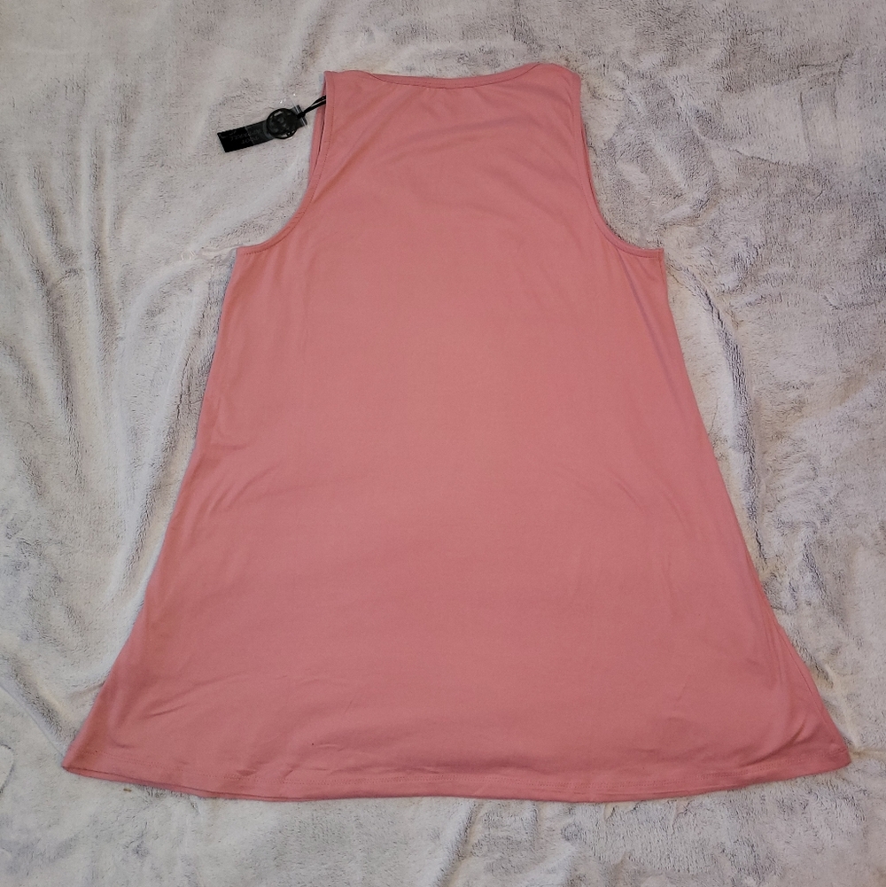 Poof Apparel Womens Medium Pink Floral Swing Tank Dress Tunic Top Embroidered - Picture 6 of 10